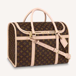 Replica Louis Vuitton Unisex Dog Bag Carrier Brown Monogram Coated Canvas Cowhide Leather 2