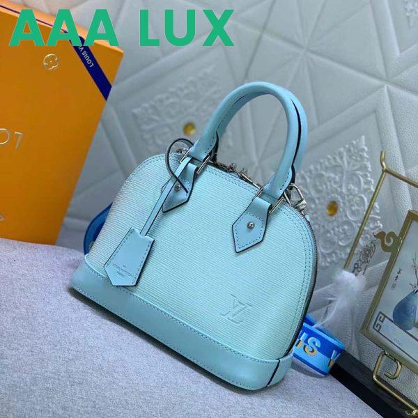 Replica Louis Vuitton LV Women Alma BB Handbag Turquoise Blue Epi Grained Cowhide Leather 5