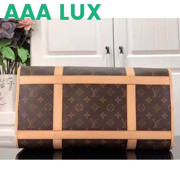 Replica Louis Vuitton Unisex Dog Bag Carrier Brown Monogram Coated Canvas Cowhide Leather 6
