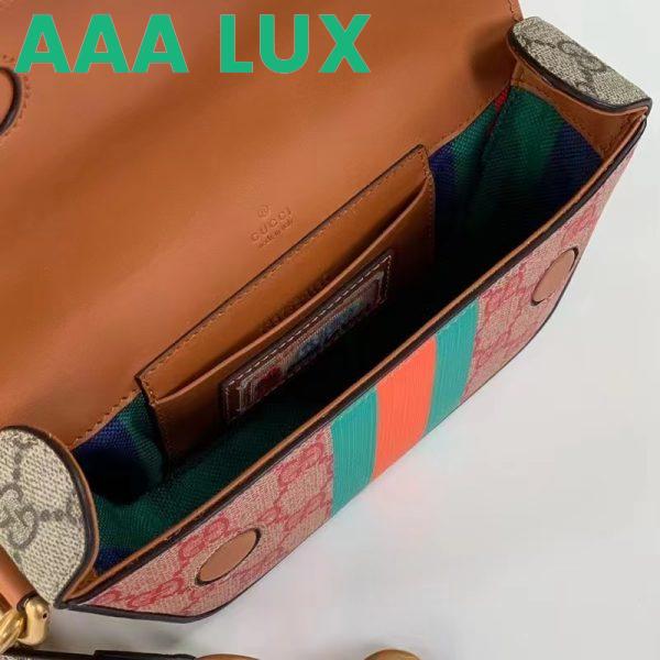 Replica Gucci Unisex GG Top Handle Mini Bag Web Pink GG Supreme Canvas 11