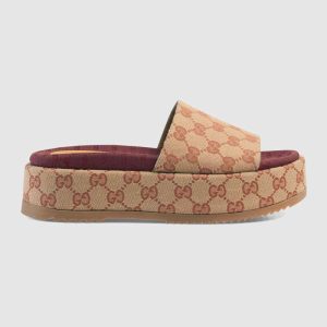 Replica Gucci Women’s Original GG Slide Sandal 6.1cm Height-Brown