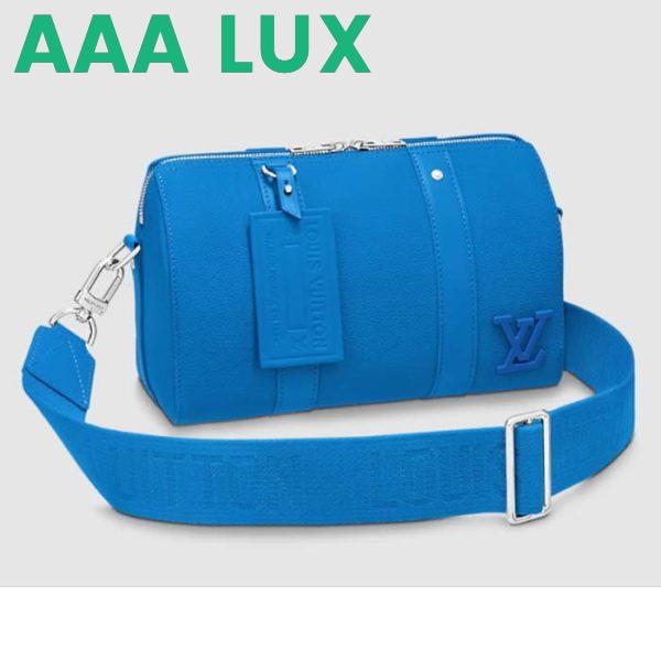 Replica Louis Vuitton Unisex City Keepall Bag Bright Blue Cowhide Leather 2