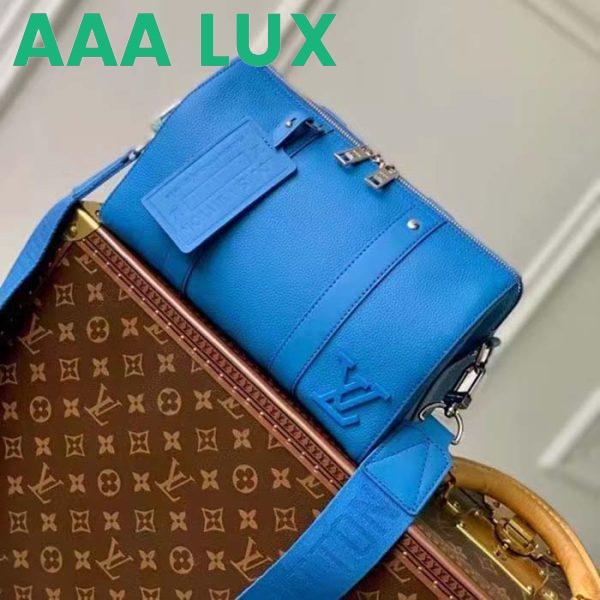 Replica Louis Vuitton Unisex City Keepall Bag Bright Blue Cowhide Leather 3
