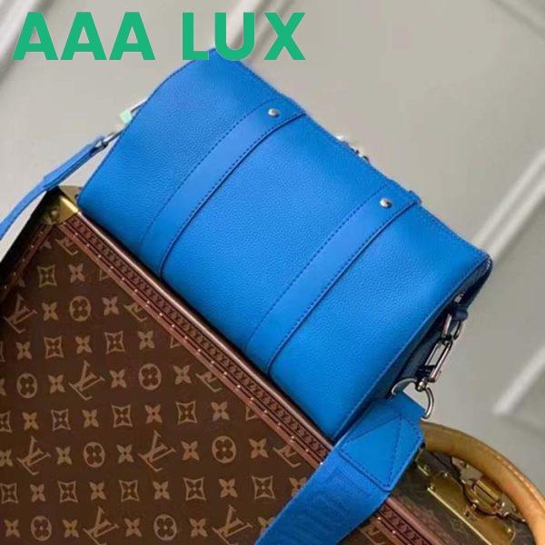 Replica Louis Vuitton Unisex City Keepall Bag Bright Blue Cowhide Leather 4