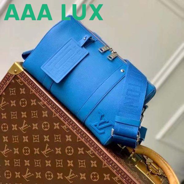 Replica Louis Vuitton Unisex City Keepall Bag Bright Blue Cowhide Leather 5