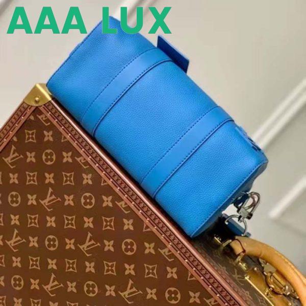 Replica Louis Vuitton Unisex City Keepall Bag Bright Blue Cowhide Leather 7