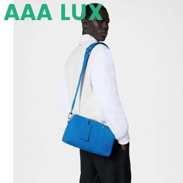 Replica Louis Vuitton Unisex City Keepall Bag Bright Blue Cowhide Leather 13