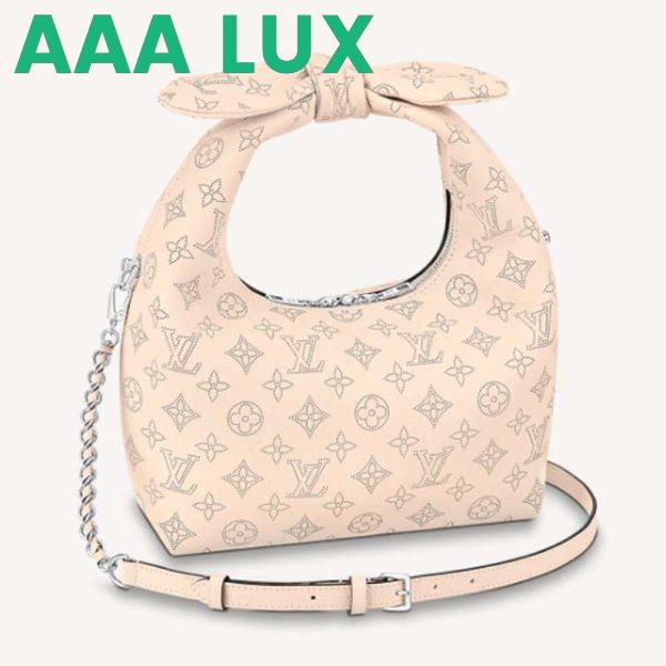 Replica Louis Vuitton LV Women Why Knot PM Handbag Cream Beige Perforated Mahina Calf Leather 2