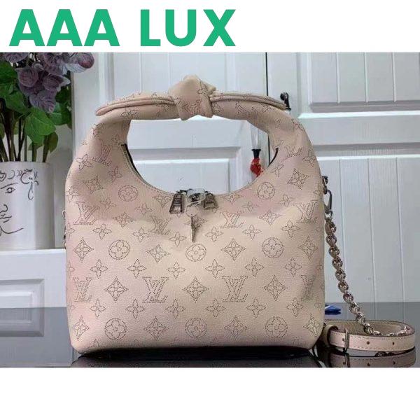 Replica Louis Vuitton LV Women Why Knot PM Handbag Cream Beige Perforated Mahina Calf Leather 3