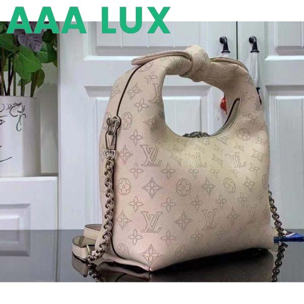 Replica Louis Vuitton LV Women Why Knot PM Handbag Cream Beige Perforated Mahina Calf Leather 4