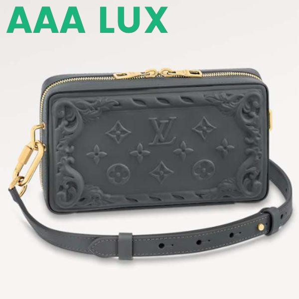 Replica Louis Vuitton LV Unisex Soft Trunk Wearable Wallet Dark Shadow Gray Calf Leather