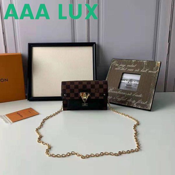 Replica Louis Vuitton LV Women Vavin Chain Wallet in Damier Ebene Coated Canvas-Black 3