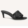 Replica Louis Vuitton LV Women Revival Mule Black Monogram Embossed Lambskin 5.5 cm Heel