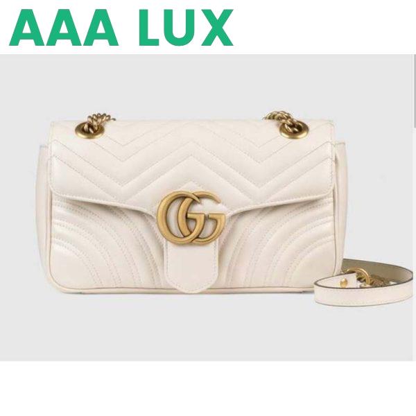 Replica Gucci GG Women GG Marmont Small White Matelassé Shoulder Bag Double G