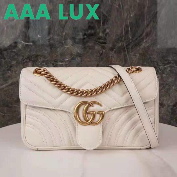 Replica Gucci GG Women GG Marmont Small White Matelassé Shoulder Bag Double G 3
