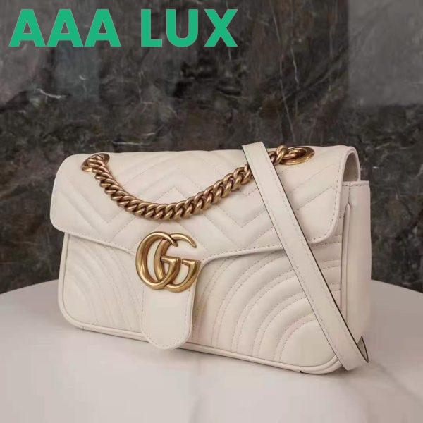 Replica Gucci GG Women GG Marmont Small White Matelassé Shoulder Bag Double G 4