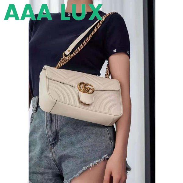 Replica Gucci GG Women GG Marmont Small White Matelassé Shoulder Bag Double G 12