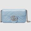 Replica Gucci GG Women GG Marmont Super Mini Bag Blue Matelassé Chevron
