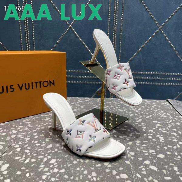 Replica Louis Vuitton LV Women Revival Mule White Monogram-Embossed Lambskin 9.5 cm Heel 3