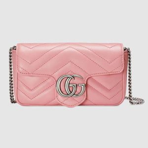 Replica Gucci GG Women GG Marmont Super Mini Bag Matelassé Chevron-Pink