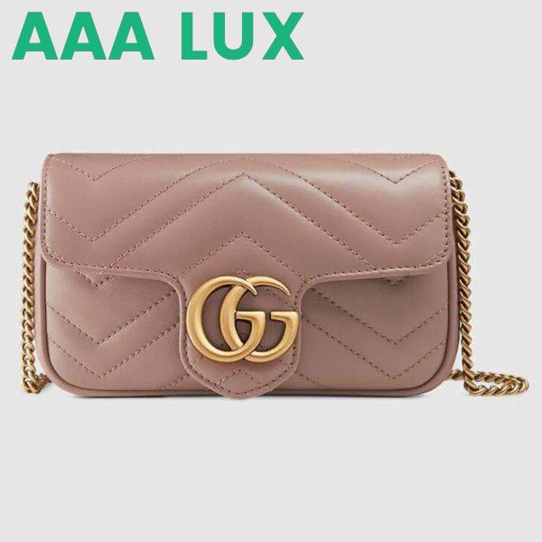 Replica Gucci GG Women GG Marmont Super Mini Bag Pink Matelassé Chevron