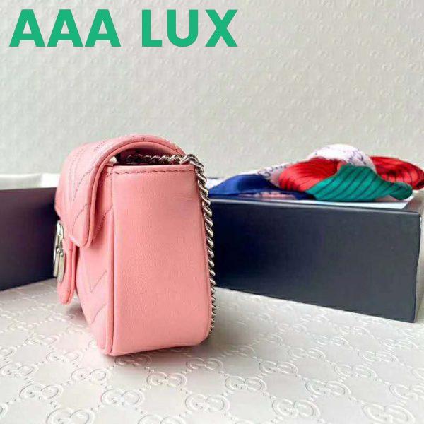 Replica Gucci GG Women GG Marmont Super Mini Bag Pink Matelassé Chevron 5