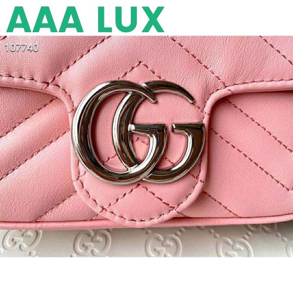 Replica Gucci GG Women GG Marmont Super Mini Bag Pink Matelassé Chevron 9