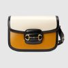Replica Gucci GG Women Gucci Horsebit 1955 Shoulder Bag Burnt Orange and White Leather