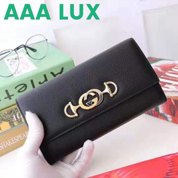Replica Gucci GG Women Gucci Zumi Grainy Leather Continental Wallet-Black 3