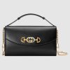 Replica Gucci GG Women Gucci Zumi Smooth Leather Small Shoulder Bag in Black and Beige Smooth Leather 11