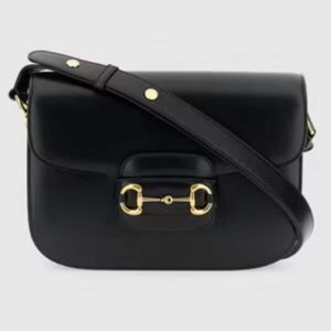 Replica Gucci GG Women Horsebit 1955 Shoulder Bag Black Textured Leather 2