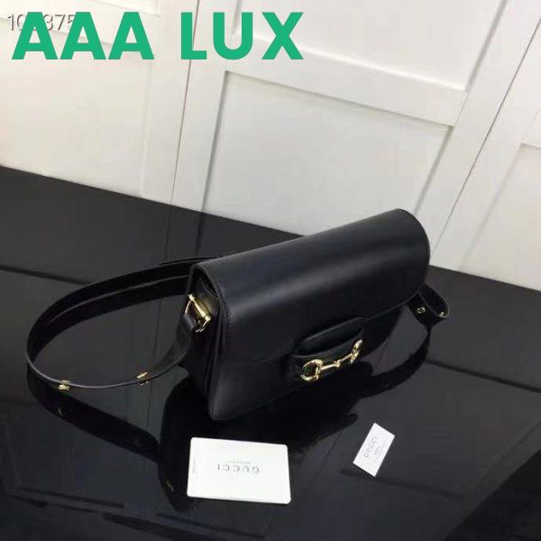Replica Gucci GG Women Horsebit 1955 Shoulder Bag Black Textured Leather 4