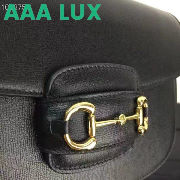 Replica Gucci GG Women Horsebit 1955 Shoulder Bag Black Textured Leather 8