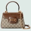 Replica Gucci GG Women Horsebit 1955 Top Handle Bag Light Brown Leather Mini Size 15