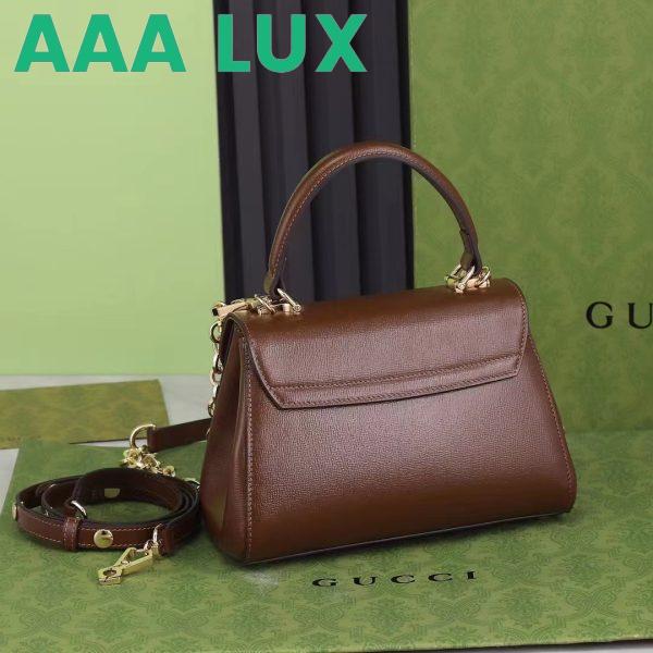 Replica Gucci GG Women Horsebit 1955 Top Handle Bag Light Brown Leather Mini Size 4