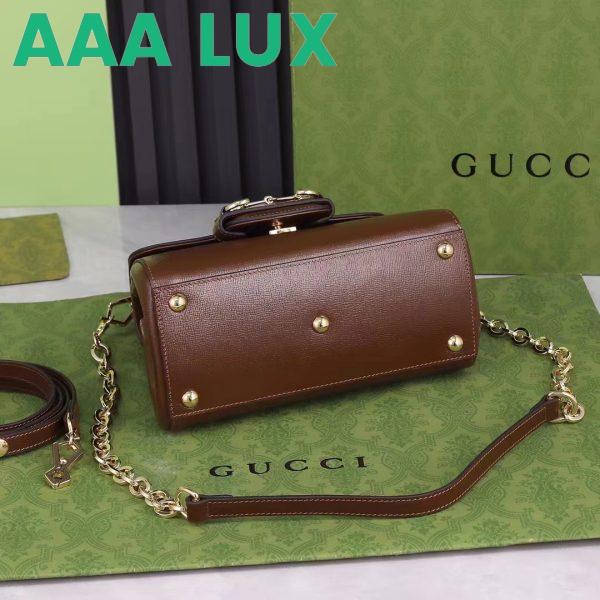 Replica Gucci GG Women Horsebit 1955 Top Handle Bag Light Brown Leather Mini Size 6