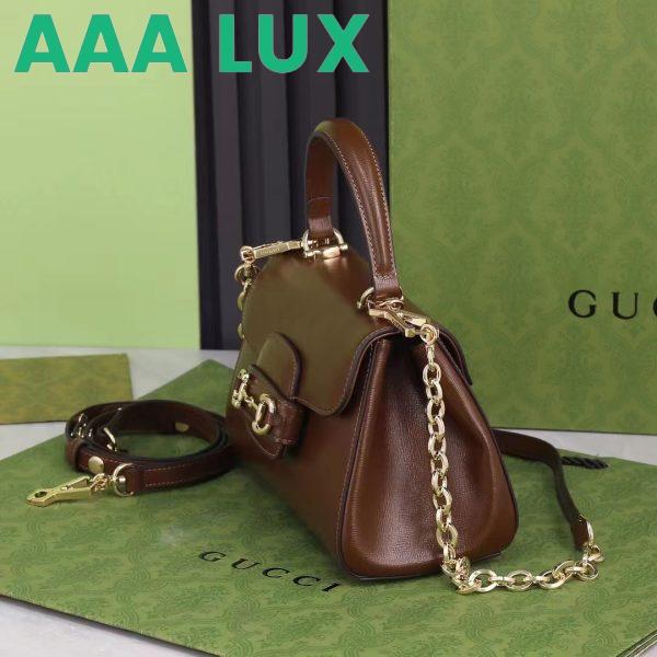 Replica Gucci GG Women Horsebit 1955 Top Handle Bag Light Brown Leather Mini Size 7