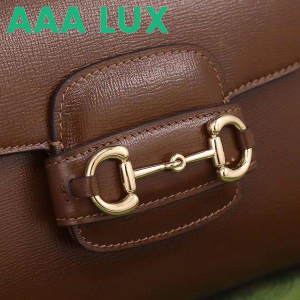 Replica Gucci GG Women Horsebit 1955 Top Handle Bag Light Brown Leather Mini Size 8