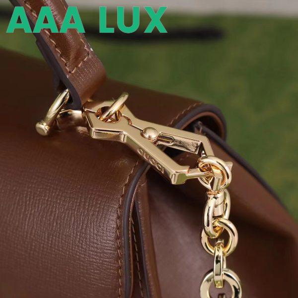 Replica Gucci GG Women Horsebit 1955 Top Handle Bag Light Brown Leather Mini Size 10