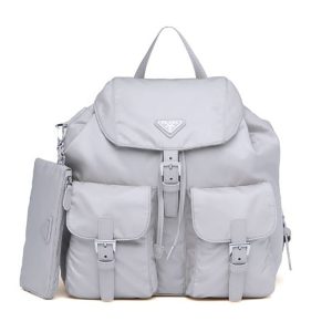 Replica Prada Women Re-Nylon Medium Backpack-Silver