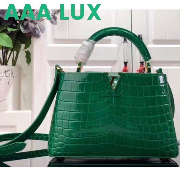 Replica Louis Vuitton LV Women Capucines BB Handbag Green Crocodilien Brillant Savoir Faire 3