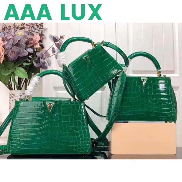 Replica Louis Vuitton LV Women Capucines BB Handbag Green Crocodilien Brillant Savoir Faire 12