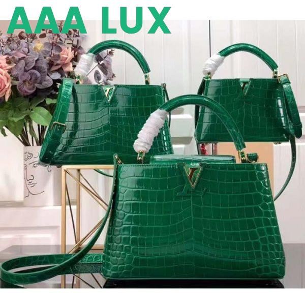 Replica Louis Vuitton LV Women Capucines BB Handbag Green Crocodilien Brillant Savoir Faire 13