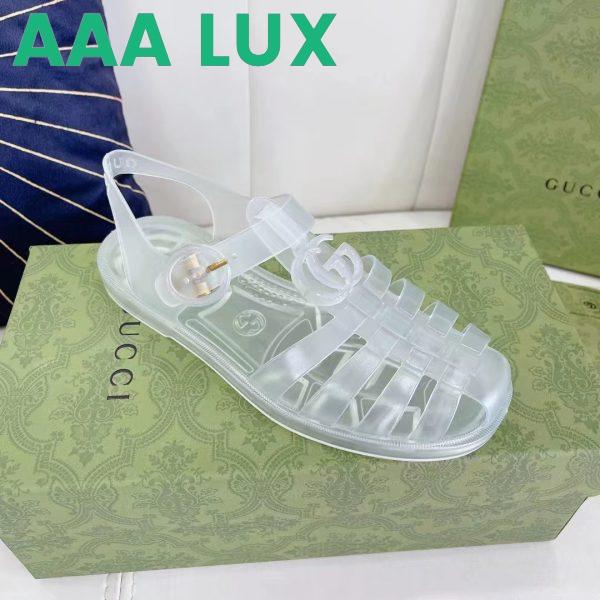 Replica Gucci Unisex GG Sandal Double G Transparent Rubber Sole Ankle Buckle Closure Flat 3