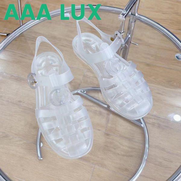 Replica Gucci Unisex GG Sandal Double G Transparent Rubber Sole Ankle Buckle Closure Flat 4