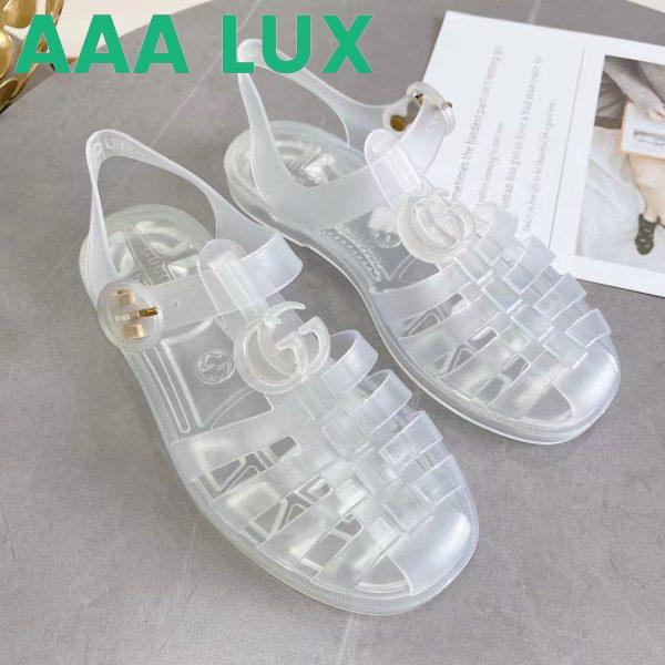 Replica Gucci Unisex GG Sandal Double G Transparent Rubber Sole Ankle Buckle Closure Flat 6