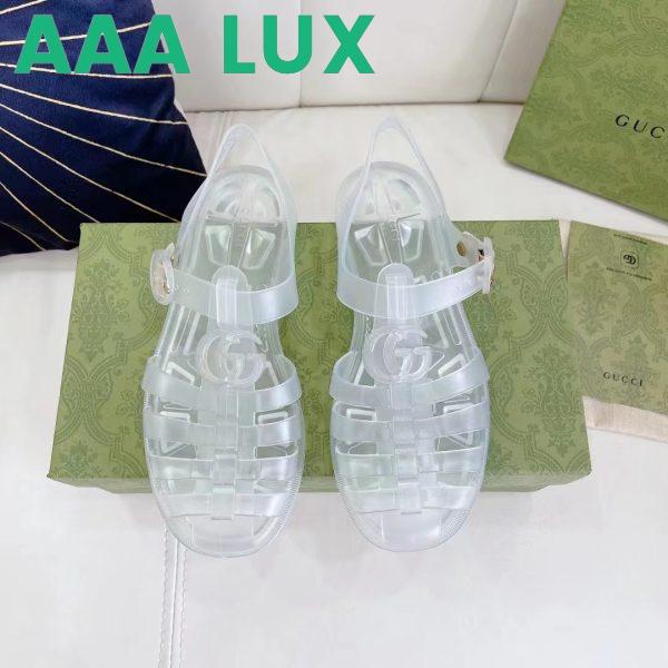 Replica Gucci Unisex GG Sandal Double G Transparent Rubber Sole Ankle Buckle Closure Flat 7