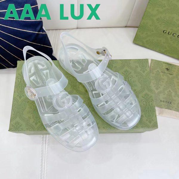Replica Gucci Unisex GG Sandal Double G Transparent Rubber Sole Ankle Buckle Closure Flat 9