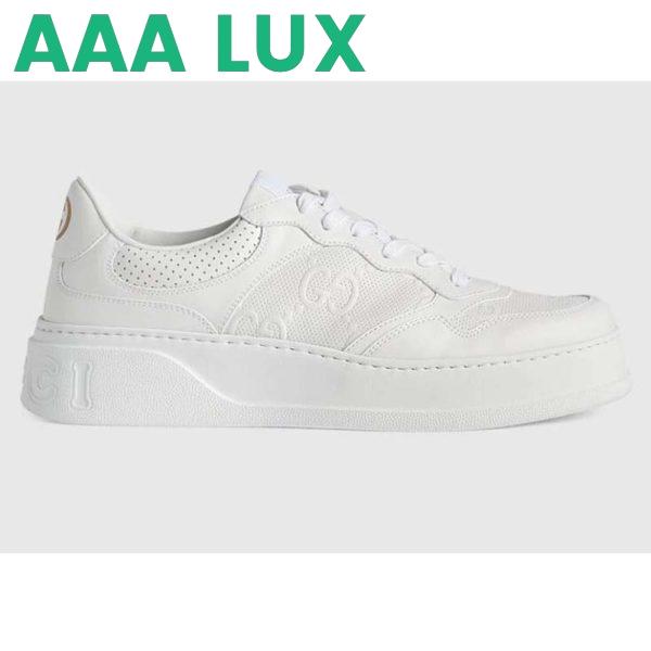 Replica Gucci GG Unisex Gucci Jive Sneaker White GG Embossed Leather Smooth Leather