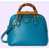 Replica Gucci GG Women Gucci Diana Mini Tote Bag Blue Leather Double G